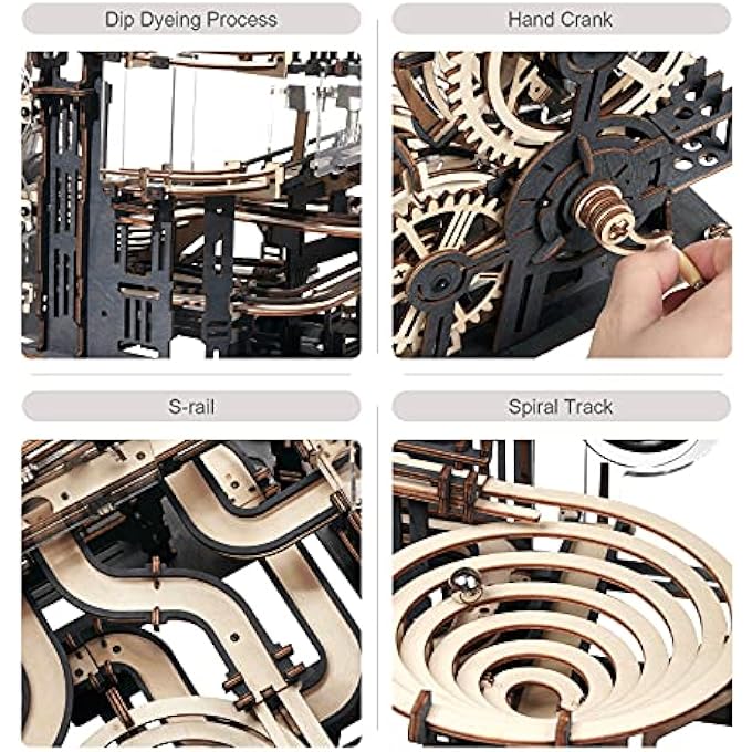 MARBLE NIGHT CITY MARBLE RUN CONSTRUCTION KIT, WOODEN CONSTRUCTION KIT, 3D WOODEN PUZZLE FOR CHILDREN AND ADULTS WITH 10 STEEL BALLS, MARBLE NIGHT CITY - Image 2